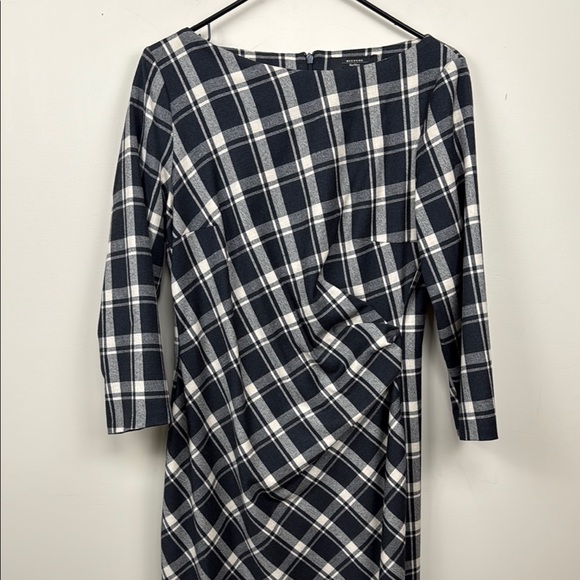 🎀Weekend Max Mara Navy Plaid Midi sheath Dress - Picture 5 of 11